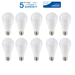 10 LAMPADINE LED E27 15W V-TAC VT-2015 LAMPADINA LAMPADA CALDA NATURALE FREDDA